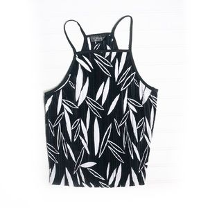 Topshop Palm Print Poly Crop Top